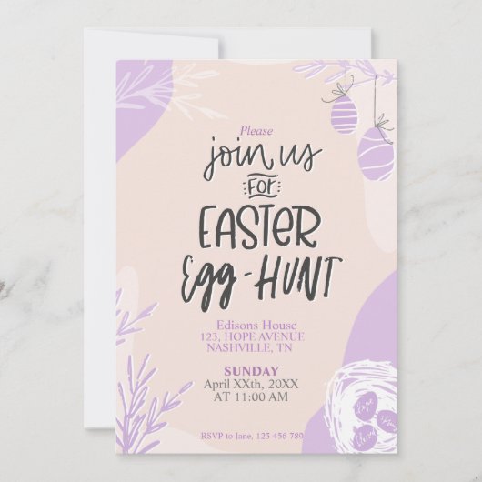 Ostereier-Jagd Party Einladung bearbeitbare Vorlag (Vorderseite)