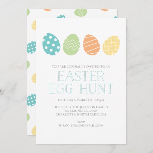 Ostereier Jagd Party Einladung Blaue (Vorne/Hinten)