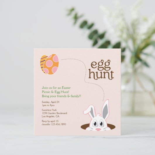 Ostereier Jagd Picnic Einladung (Stehend Vorderseite)