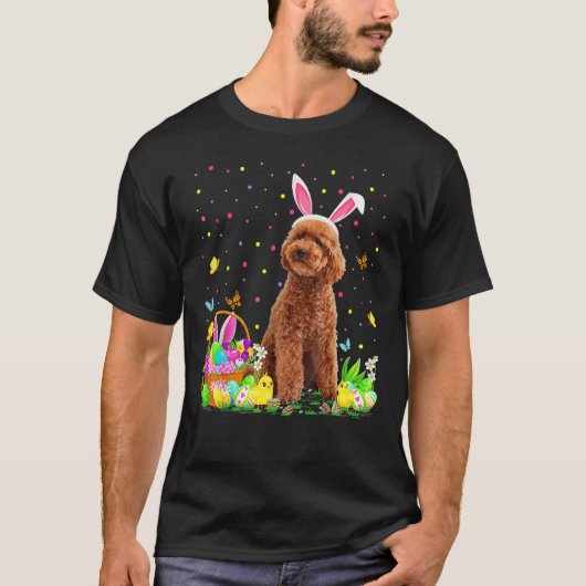 Ostereier Jagd Poodle Hund Happy Ostertag T-Shirt (Vorderseite)