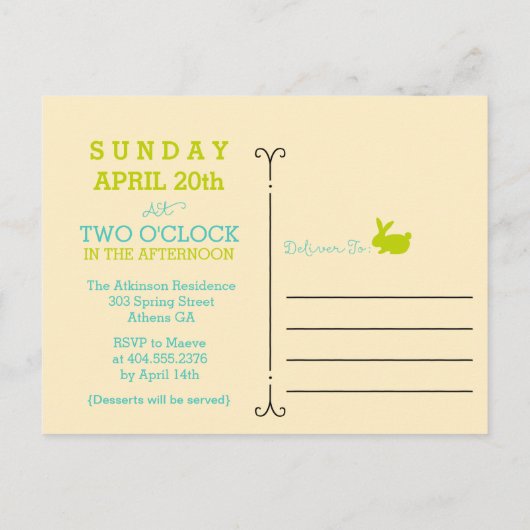 Ostereier Jagd Postkarte Einladung (Rückseite)