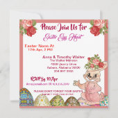 Ostereier Jagd Rustikale Rose Sonniges Kind Einlad Mitteilungskarte (Vorderseite)