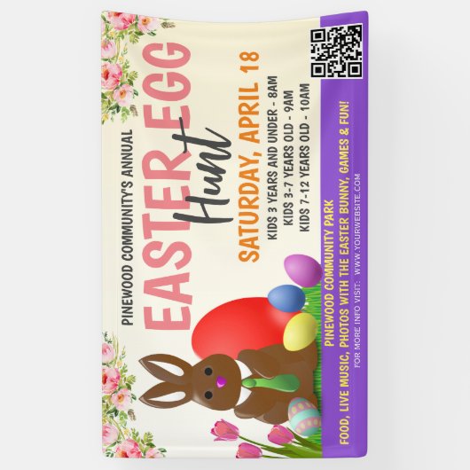 Ostereier-Jagdbanner mit qr-Code Banner (Vertikal)