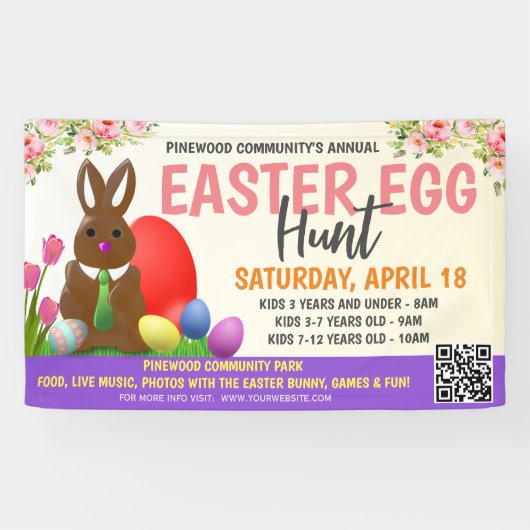 Ostereier-Jagdbanner mit qr-Code Banner (Horizontal)