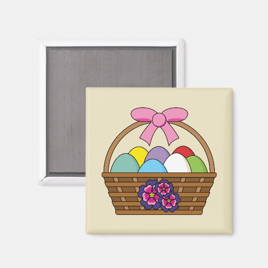 Ostereier-Jagdkorb mit pastelförmigen Eiern Magnet (Vorderseite/Rückseite)