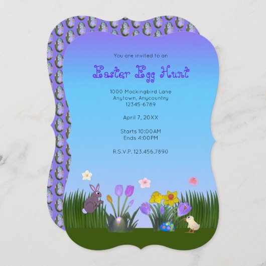 Ostereier jagen 5" x 7" save the date (Vorne/Hinten)