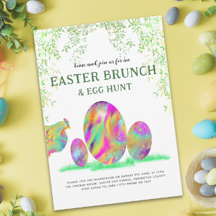 Ostereier Jagen Brunch Niedliche Wasserfarbe Einladung