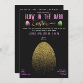 Ostereier jagen Glühen im dunklen sonnigen Ostern Einladung (Vorne/Hinten)