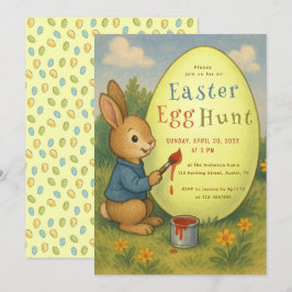 Ostereier jagen Niedlich Bunny Rabbit Painting Gel Einladung