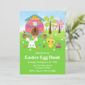 Ostereier Jagen Party Bunny and Chick Einladung (Stehend Vorderseite)