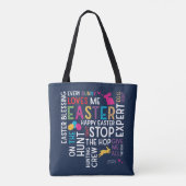 Ostereier jagen Word Cloud mit Kid Name Year Blue Tasche (Rückseite)