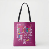 Ostereier jagen Word Cloud mit Kid Name Year Pink Tasche (Vorderseite)