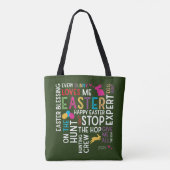 Ostereier jagen Word Cloud w Kid Name Jahr Grün Tasche (Rückseite)