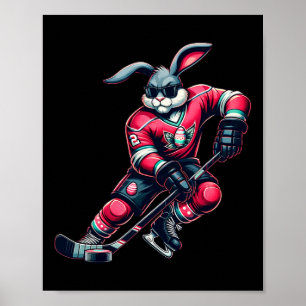 Ostereier Jungen glücklicher Osterhase spielt Hock Poster