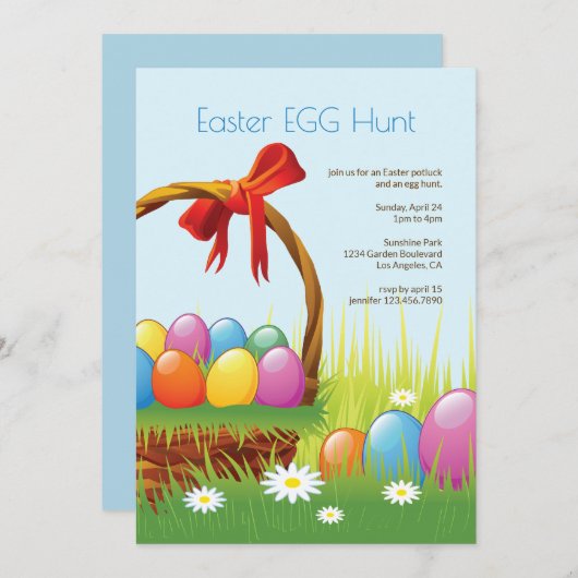 Ostereier Korb Picnic Einladung (Vorne/Hinten)