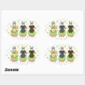 Ostereier Labrador Welpen Cartoon Ovaler Aufkleber (Blatt)