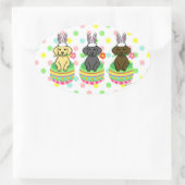 Ostereier Labrador Welpen Cartoon Ovaler Aufkleber (Tasche)