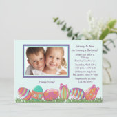 Ostereier März Foto Geburtstagsparty Einladung (Stehend Vorderseite)