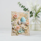 Ostereier mit Blume Feiertagspostkarte (Stehend Vorderseite)