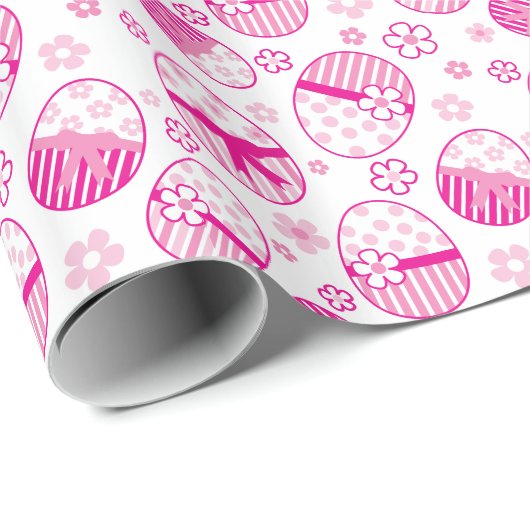 Ostereier mit Blume Frühlingsrosa wickeln Geschenkpapier (Rolleneckpunkt)