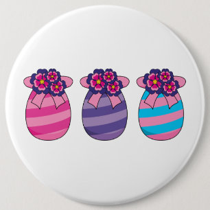Ostereier mit Blume und Band Button