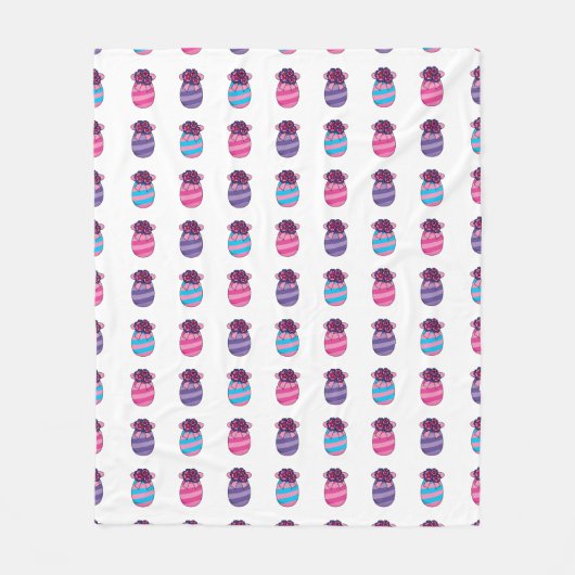 Ostereier mit Blume und Band Fleecedecke (Vorderseite)