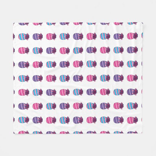 Ostereier mit Blume und Band Fleecedecke (Vorderseite (Horizontal))