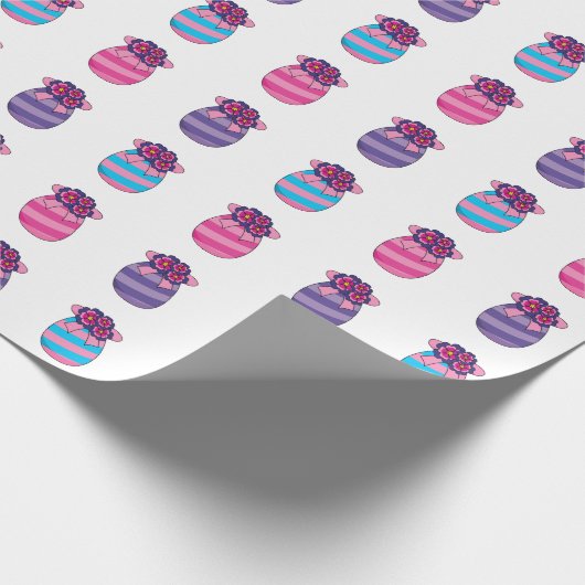 Ostereier mit Blume und Band Geschenkpapier (Ecke)