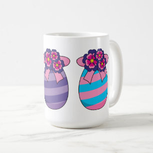 Ostereier mit Blume und Band Kaffeetasse