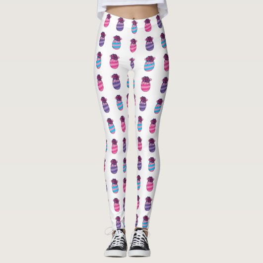 Ostereier mit Blume und Band Leggings (Vorderseite)