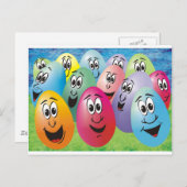 Ostereier mit Gesichtern Feiertagspostkarte (Vorne/Hinten)