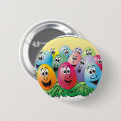 Ostereier mit Gesichtern im Gras Button (Vorne & Hinten)