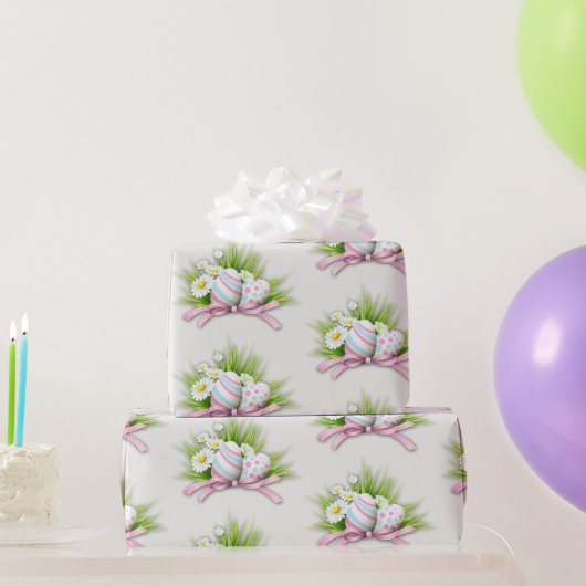 Ostereier mit rosa Schleife Geschenkpapier (Partygeschenke)