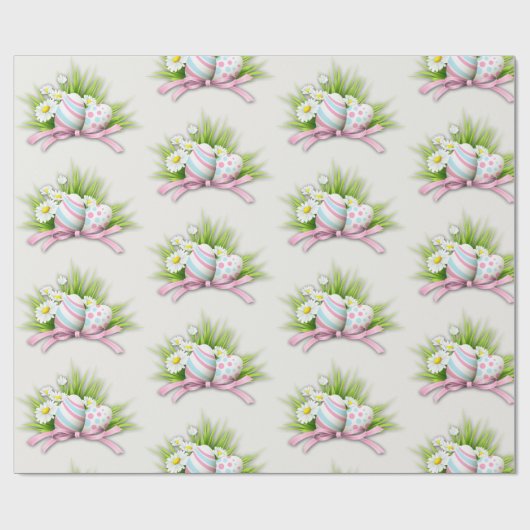 Ostereier mit rosa Schleife Geschenkpapier (Flach)