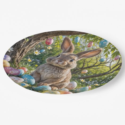 Ostereier mit sonniger Haut Pappteller (Schrägansicht)