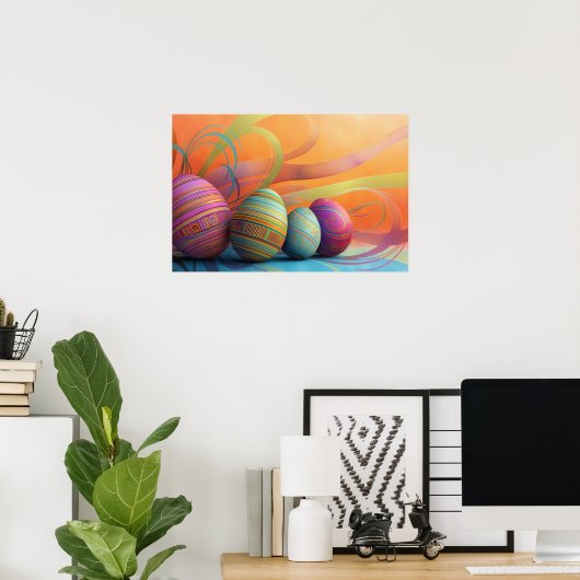 Ostereier mit Wirblem Hintergrund Poster (Heimbüro)