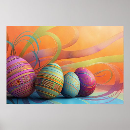 Ostereier mit Wirblem Hintergrund Poster (Vorne)