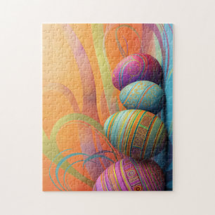 Ostereier mit Wirblem Hintergrund Puzzle