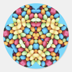 OSTEREIER MULTICOLORED ~ RUNDER AUFKLEBER