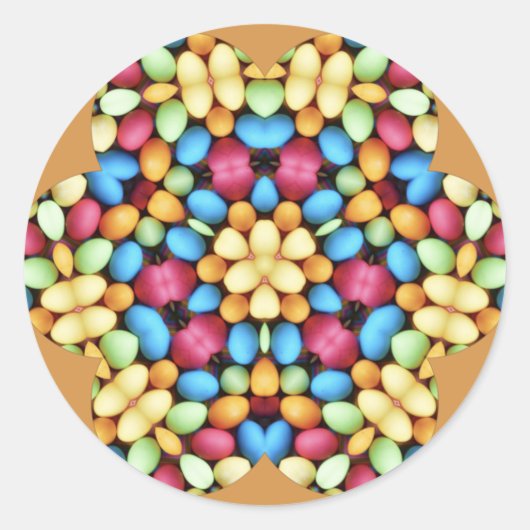 OSTEREIER MULTICOLORED ~ RUNDER AUFKLEBER (Vorderseite)