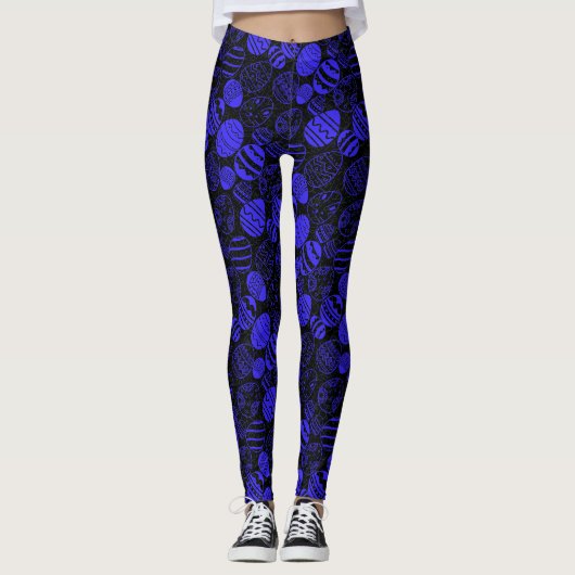 Ostereier Muster 01.b Schwarze BG Leggings (Vorderseite)