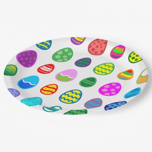 Ostereier Muster Pappteller (Schrägansicht)