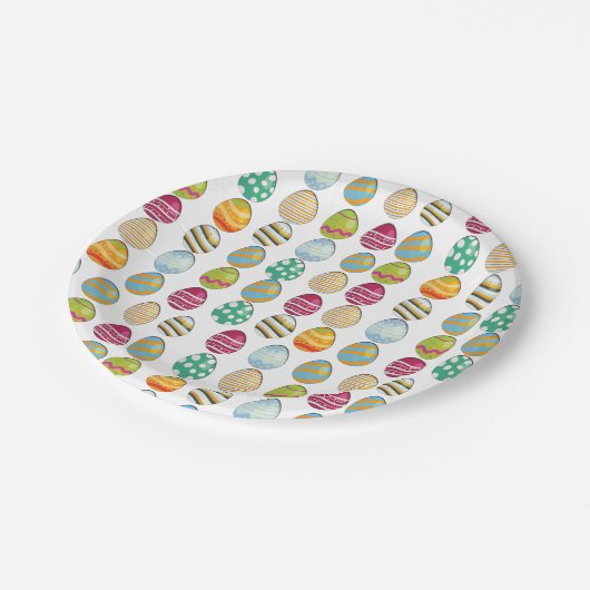 Ostereier Muster Pappteller (Schrägansicht)