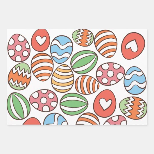 Ostereier-Muster-Verpackungspapier - farbiges Gesc Geschenkpapier Set (Vorderseite 2)