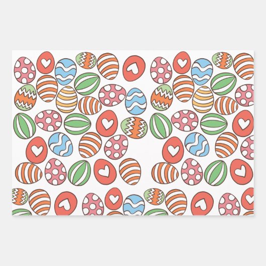 Ostereier-Muster-Verpackungspapier - farbiges Gesc Geschenkpapier Set (Vorderseite)