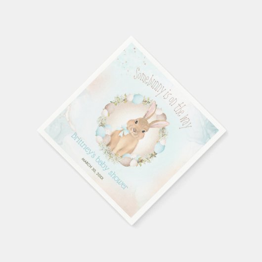 Ostereier Niedlich Bunny Spring Blue Baby Dusche Serviette (Ecke)