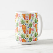 OSTEREIER ORANGEFARBENE KAROTTEN GELBE BLUMEN KAFFEETASSE (VorderseiteRechts)