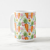 OSTEREIER ORANGEFARBENE KAROTTEN GELBE BLUMEN KAFFEETASSE (Vorderseite Links)