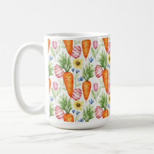 OSTEREIER ORANGEFARBENE KAROTTEN GELBE BLUMEN KAFFEETASSE (Links)