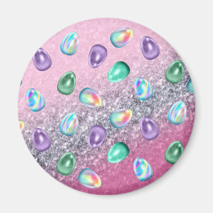 Ostereier Rosa Lila Gefärbte Krawatte Glitzer Gla Magnet